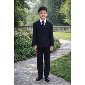 NEW Boys First Holy Communion Suit Size 12 - Navy 5 Piece w/Garment Bag